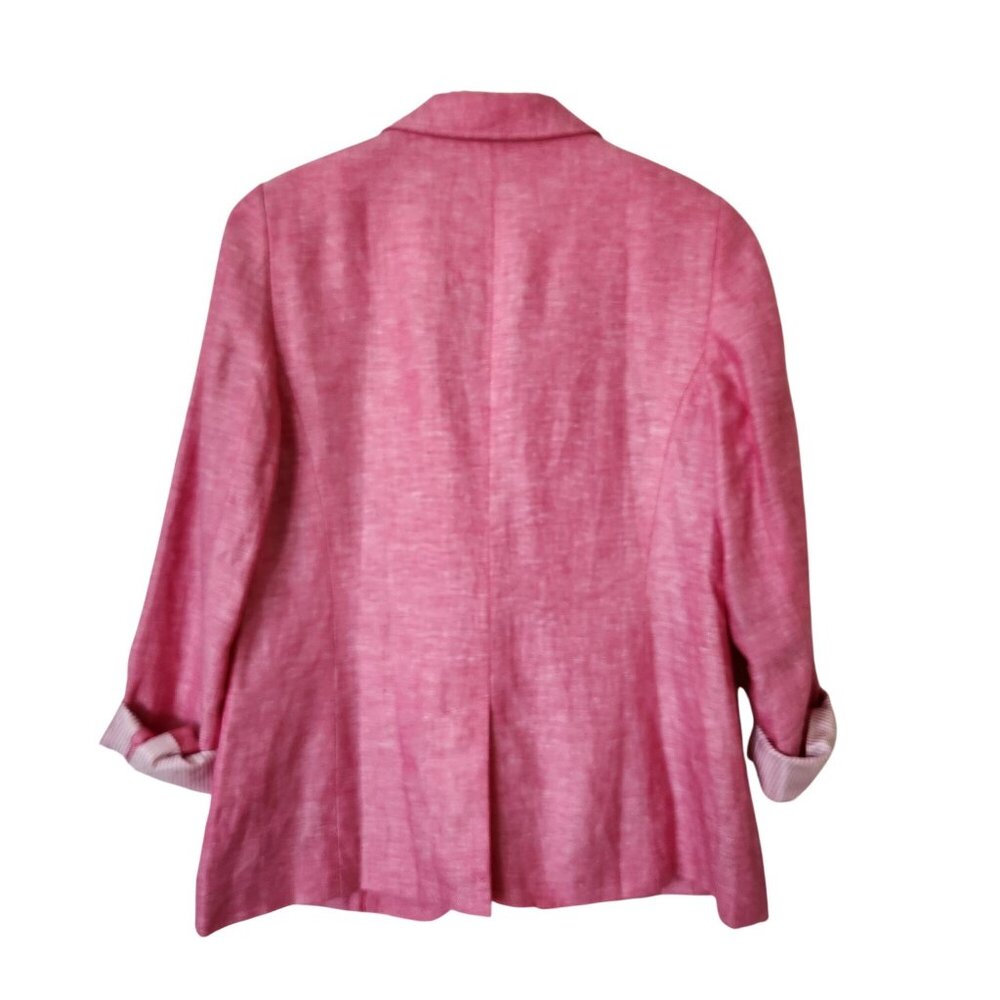 Talbots Pink Linen Blazer Jacket Single Button Lightweight Summer Office Work - Picture 2 of 10